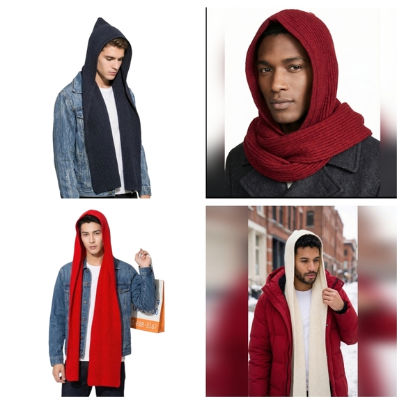 Cherry Red Hooded Scarf - Picture 5 of 8